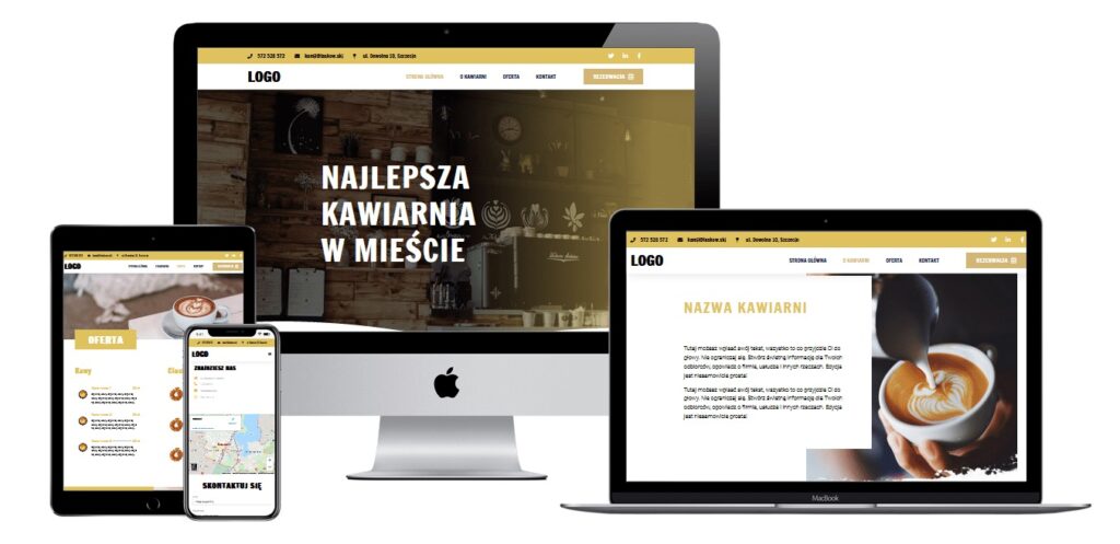 strona dla kawiarni stworzona na Kurs Elementor