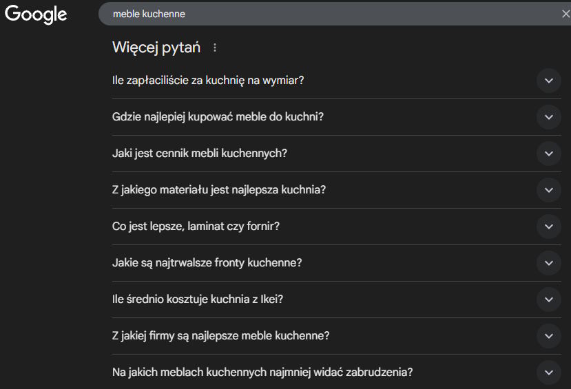 sposób na szukanie wpisów blogowych - więcej pytań od Google