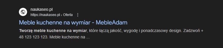 wygląd title w wynikach wyszukiwania na podstawie ustawionej nazwy witryny w WordPress