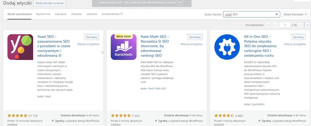 instalacja wtyczki Yoast SEO