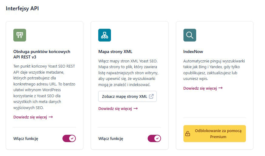 włączenie mapy witryny strony (sitemap.xml) w Yoast SEO
