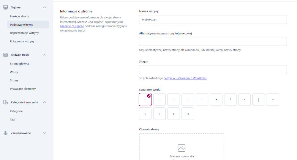 ustawienie separatora w Yoast SEO