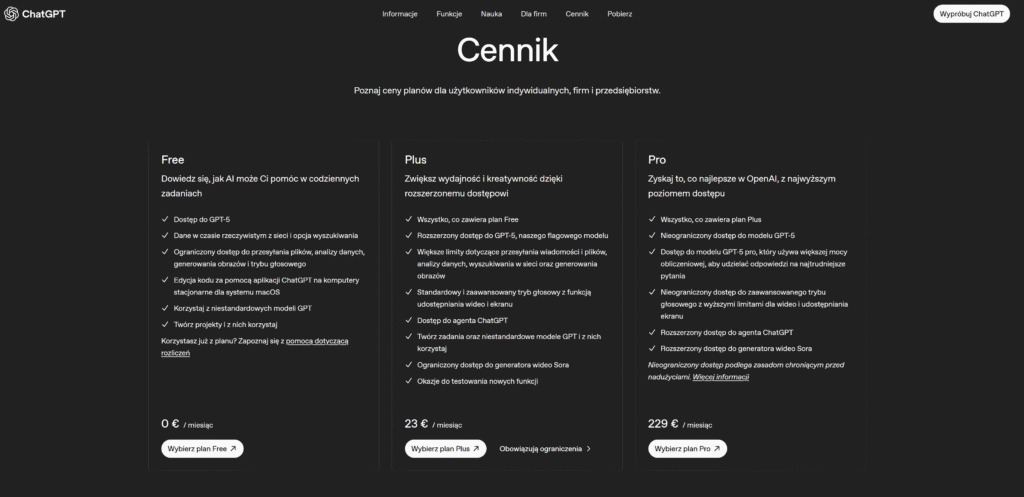 cennik GPT 5